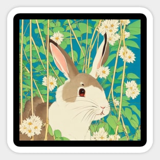 Floral Adventures of a Rabbit Bunny Mini Rex Rabbit Velveteen Lop Sticker